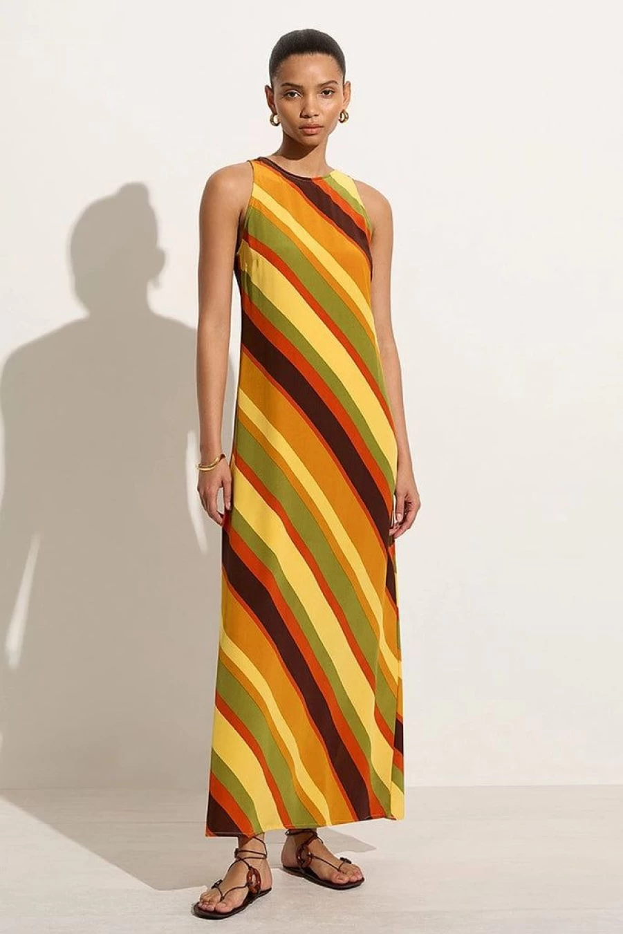 Faithfull The Brand Esposende Midi Dress - Cisco Stripe Sun Floral Summer Beach Maxi Dress