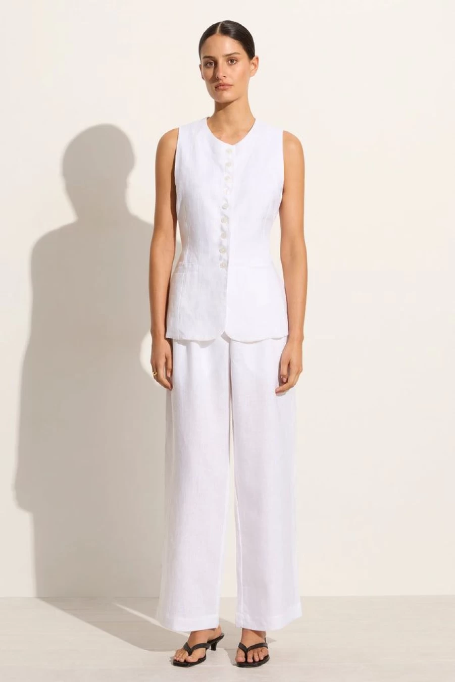 Faithfull The Brand Domenico White Vest - Women's Linen Summer Top
