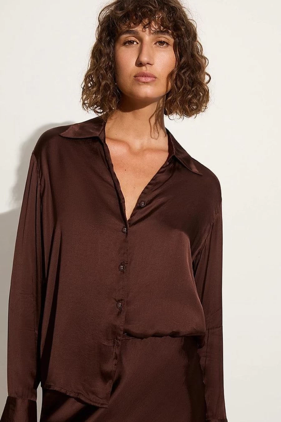 Faithfull The Brand Francisca Shirt in Dark Truffle - Women's Casual Button-Down Top