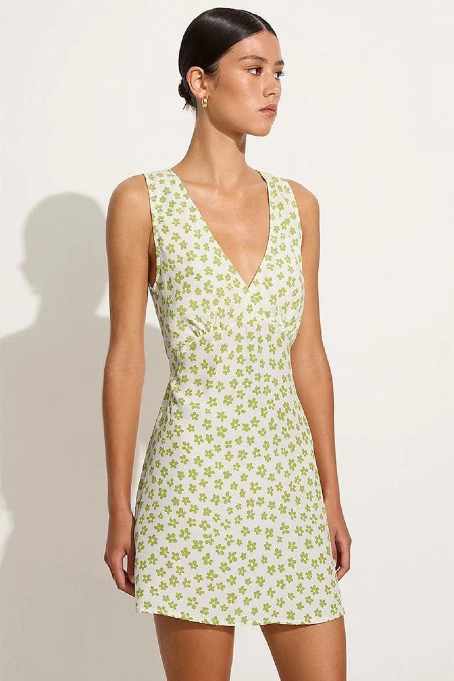 Faithfull The Brand Penne Mini Dress in Gita Floral Green - Final Sale