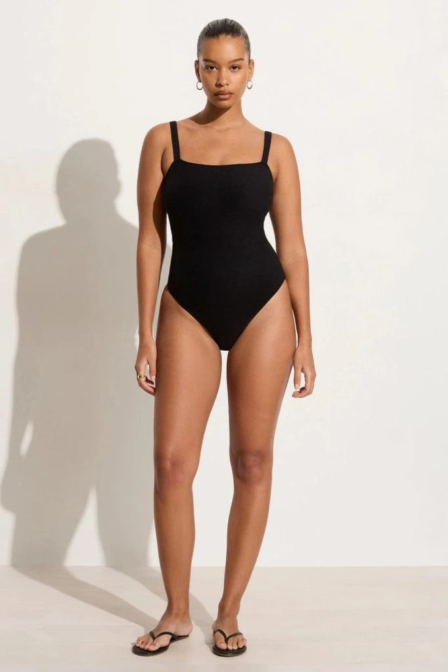 Faithfull The Brand Marilena Black Towelling One Piece Swimsuit - Final Sale