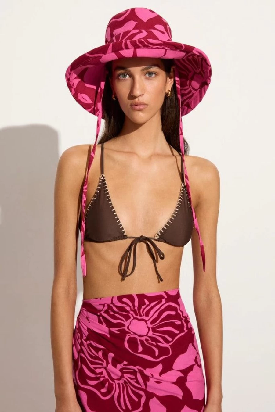 Faithfull The Brand Le Bas Sun Hat in Mica Floral Pink for Women