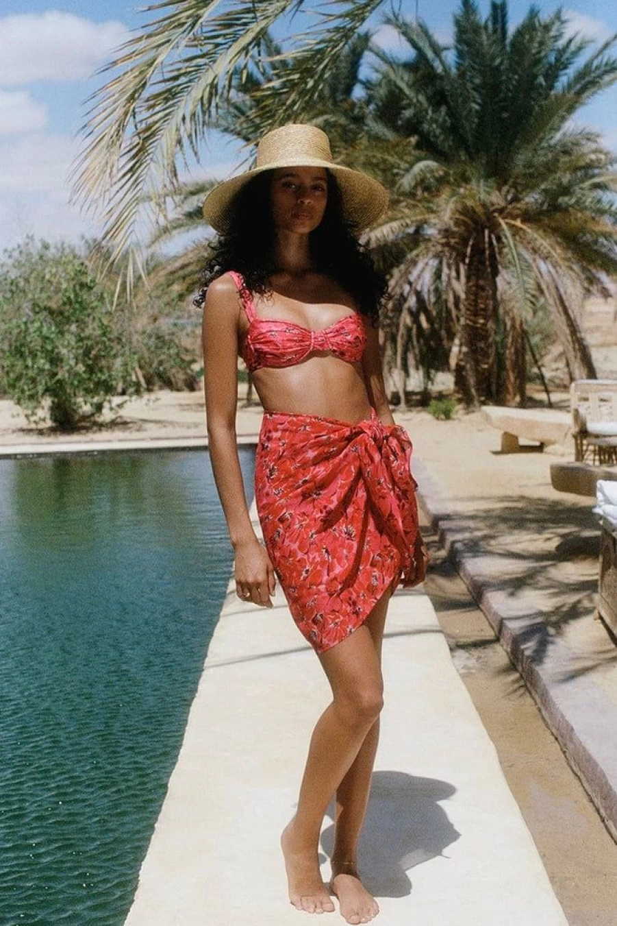 Faithfull The Brand Alca Pareo Floral Pink Beach Wrap - El Limon Design