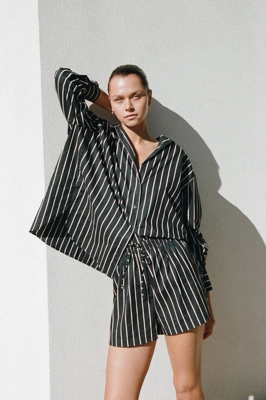 Faithfull The Brand Sereno Black Stripe Print Adia Shorts - Final Sale