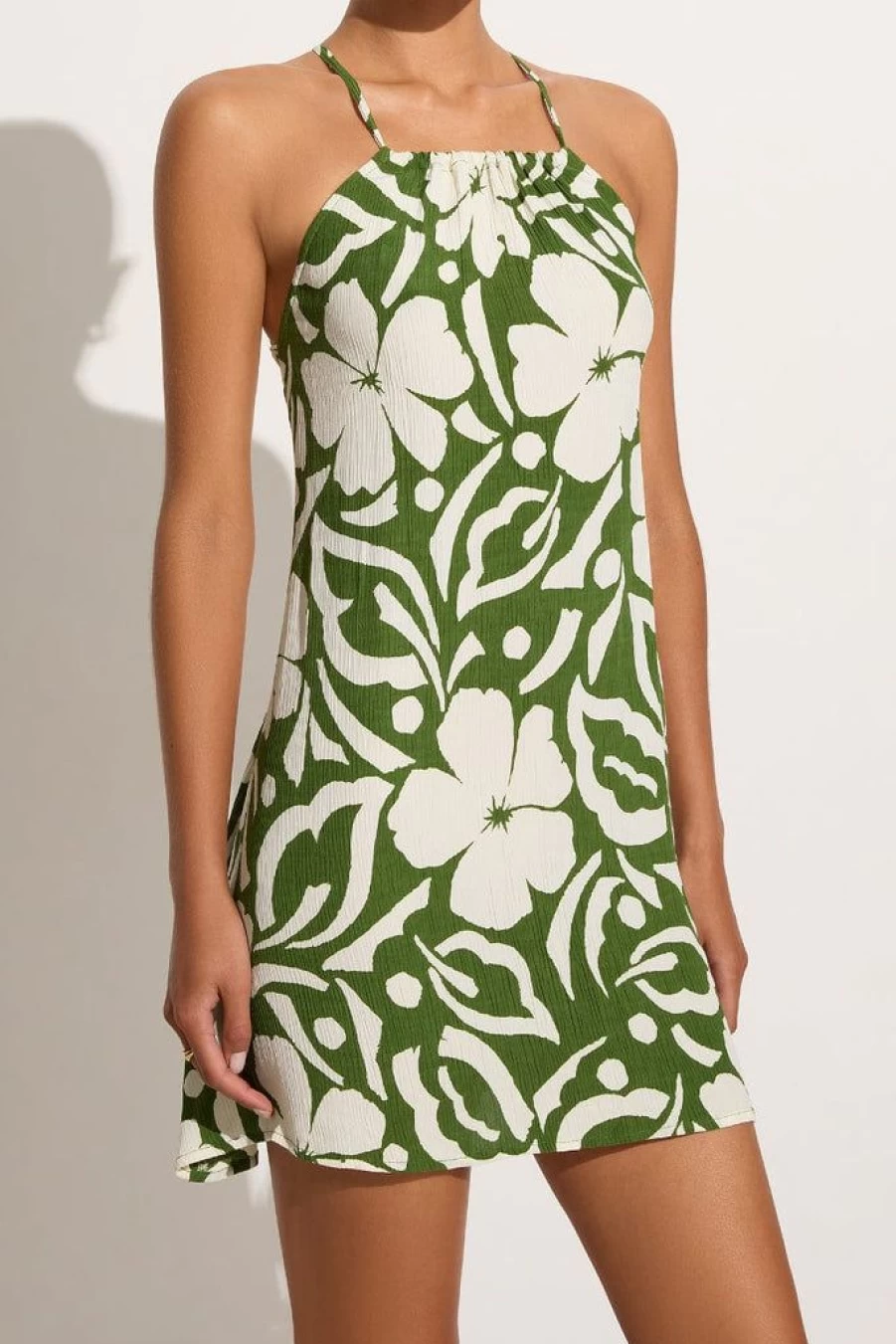 Faithfull The Brand Diletta Mini Dress in Pavito Floral Olive Green - Final Sale